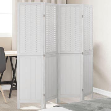 vidaXL Kamerscherm met 4 panelen massief paulowniahout wit, Verzenden, Nieuw