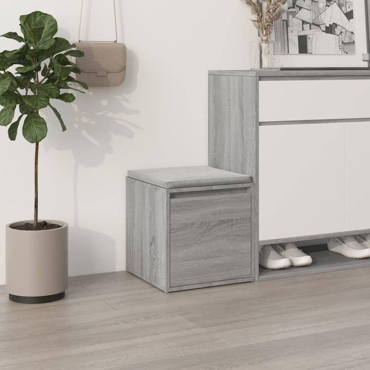 vidaXL Opbergbox met lade 40,5x40x40 cm bewerkt hout grijs, Huis en Inrichting, Kasten | Overige, Nieuw, Verzenden