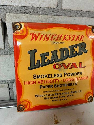 Winchester Leader Oval emaille reclamebord – Smokeless