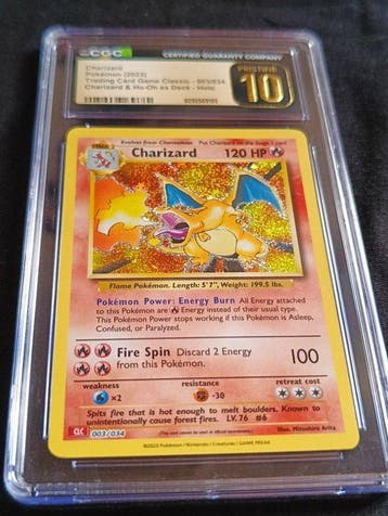 Pokémon - 1 Graded card - Charizard 003/034 Foil - CGC 10 -, Nieuw