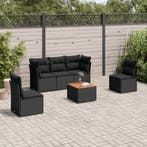 vidaXL 6-delige Loungeset met kussens poly rattan zwart, Verzenden, Loungeset