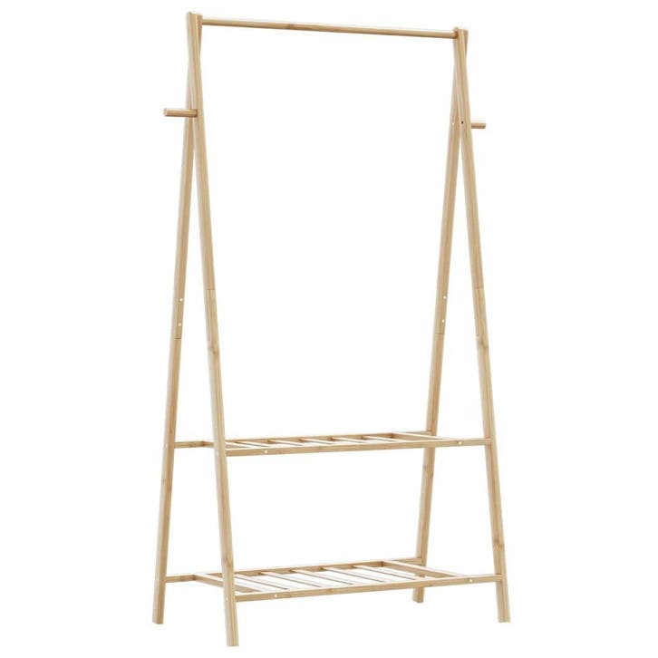vidaXL Kledingrek met schappen 96x45,5x150,5 cm bamboe, Huis en Inrichting, Kasten | Kleerkasten, Nieuw, Verzenden