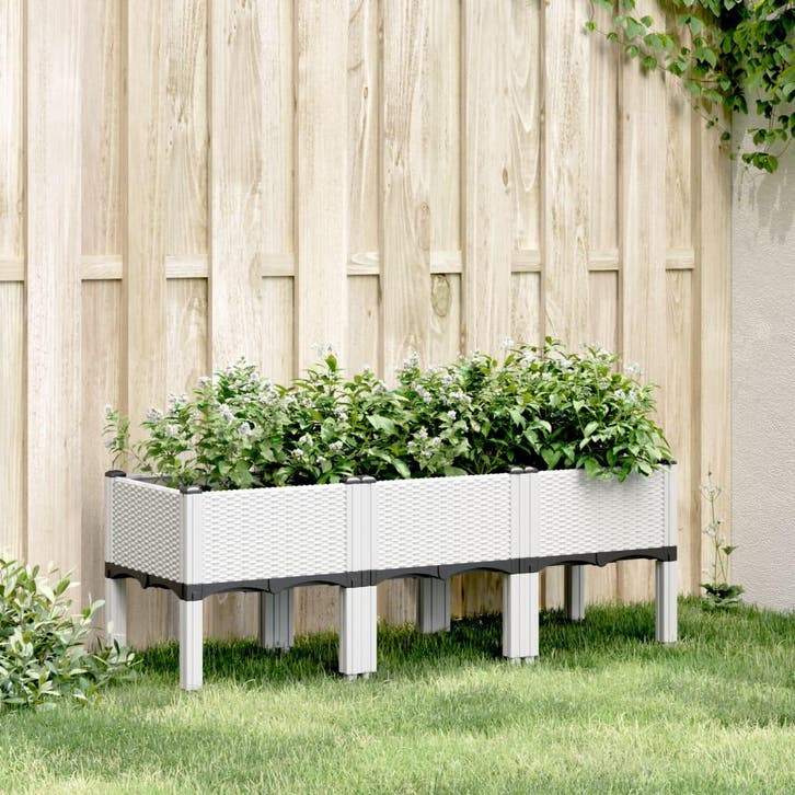 vidaXL Plantenbak met poten 120x40x42 cm polypropeen wit, Tuin en Terras, Bloempotten, Nieuw, Verzenden