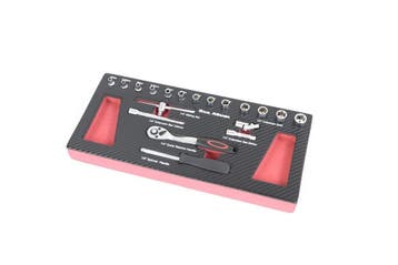 TM 19 Delige 1/4 doppenset foam carbon look inlay, Auto diversen, Autogereedschap, Verzenden, Nieuw