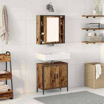 vidaXL Badkamermeubel Set 2 st Bruin 60 x 30 x 60 cm Bewerkt, Verzenden