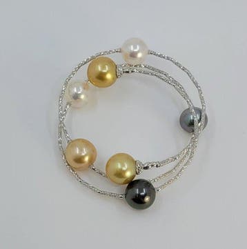 Armband - 18 karaat Witgoud, 9,5 × 10,5 mm Zuidzee- en, Nieuw