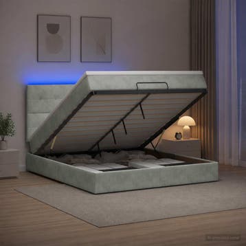 vidaXL Ottomaanse Bed met Matras en LED Lichtgrijs 160 x 200, Verzenden, Nieuw