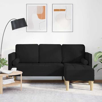 vidaXL bank / zetelstel Zwart 173 x 131 x 67 cm Polyester, Verzenden, Nieuw