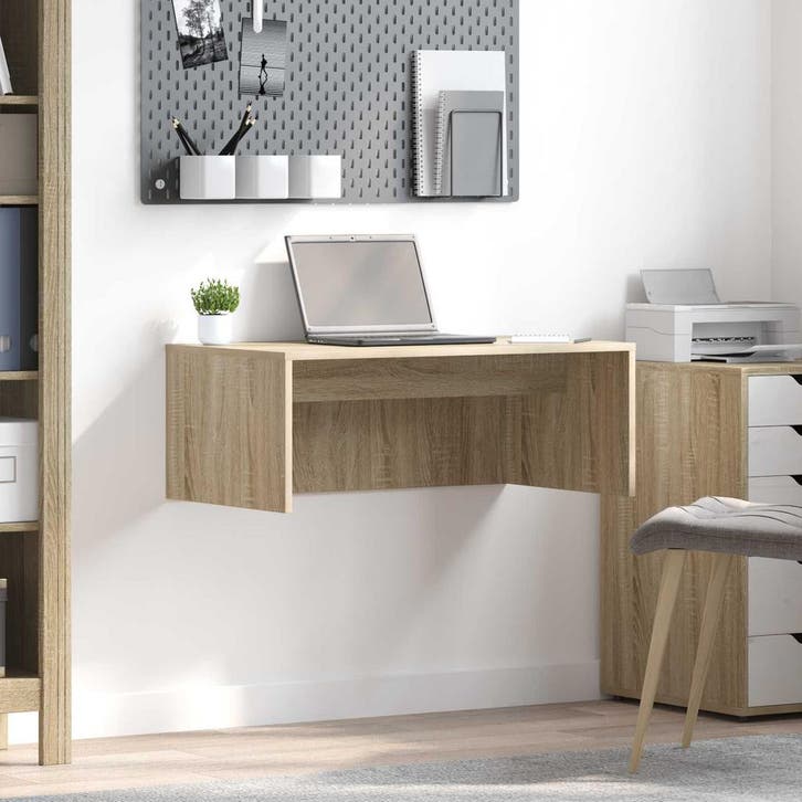 vidaXL Aan de muur bevestigd bureau Sonoma Eik Bewerkt hout, Huis en Inrichting, Bureaus, Nieuw, Verzenden
