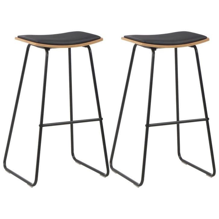 vidaXL Barstoelen 2 st kunstleer zwart, Huis en Inrichting, Barkrukken, Nieuw, Verzenden