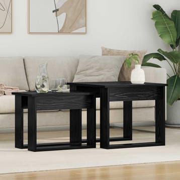 vidaXL Koffietafel Set 2 st Zwart Eiken 50 x 52 x 42 cm, Verzenden, Nieuw