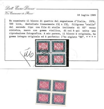 Italië 1976 - Blok van vier segnatasse 1976, 500 lire,, Gestempeld