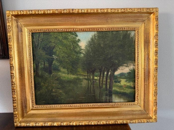 Belgische school (XIX) - Klassieke landschapsschilderij, Antiquités & Art, Art | Peinture | Classique