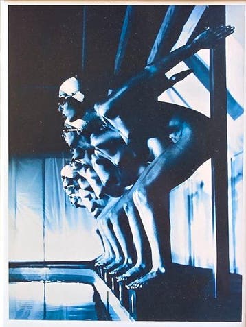 Michael Joseph (1941-) - Pool ladies ready to dive,