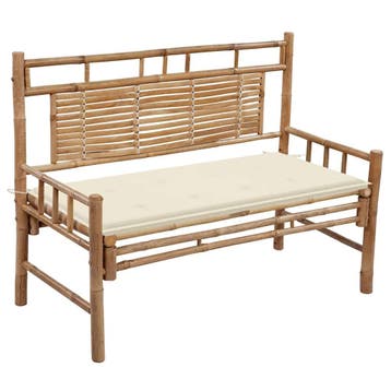 vidaXL Tuinbank met kussen 120 cm bamboe, Verzenden, Nieuw