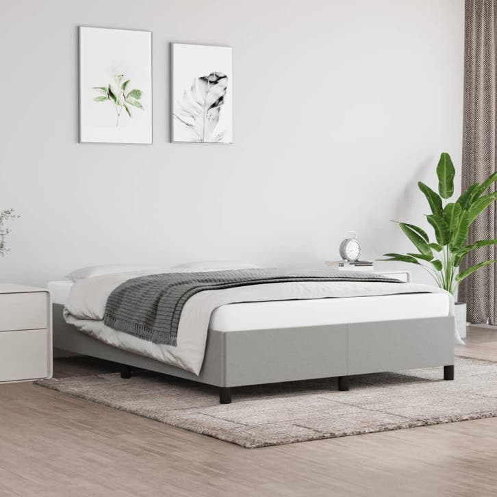 vidaXL Bedframe zonder matras stof lichtgrijs 140x190 cm, Huis en Inrichting, Slaapkamer | Bedden, Nieuw, Verzenden