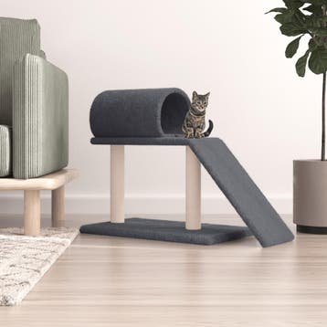vidaXL Kattenmeubel met tunnel en ladder 55,5 cm donkergrijs, Dieren en Toebehoren, Verzenden, Nieuw