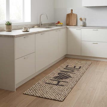 vidaXL Keuken Tapijt Beige Home 300 x 60 cm 100% Polyamide, Jardin & Terrasse, Paillassons, Verzenden