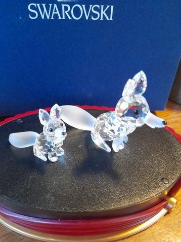 Swarovski - Beeldje - Vos moeder met pup (2) - Kristal