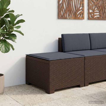 vidaXL Eén-zits Tuin Sofa met Kussen Rieten Look PP Bruin, Verzenden, Nieuw
