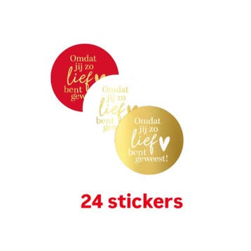 24x Sluitstickers - omdat jij lief bent geweest - 4cm - s..., Verzenden, Nieuw, Meerdere stickers