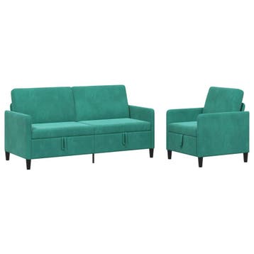 vidaXL Sofa Set Met Opslag 2 st Turquoise Polyester, Huis en Inrichting, Verzenden, Nieuw