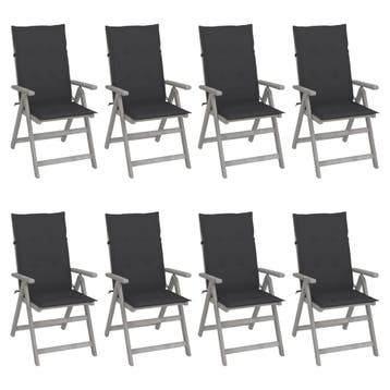 vidaXL Tuinstoelen 8 st verstelbaar met kussens acaciahout, Tuin en Terras, Tuinstoelen, Verzenden, Nieuw