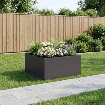 vidaXL Plantenbak Zwart 100 x 100 x 40 cm Koudgewalst staal, Verzenden, Nieuw