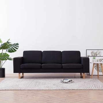 vidaXL Driezitsbank / zetel stof zwart, Verzenden, Nieuw