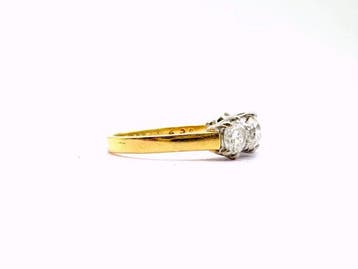 Ring - 18 karaat Witgoud, Geel goud - 1.25ct. tw. Diamant