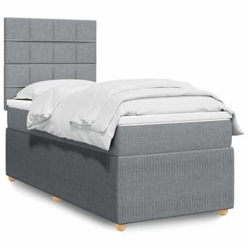 vidaXL Boxspring met matras stof lichtgrijs 90x200 cm, Verzenden, Nieuw