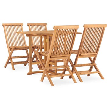 vidaXL 5-delige Tuinset inklapbaar massief teakhout, Verzenden, Nieuw, Tuinset