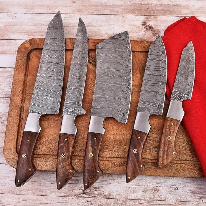 Keukenmes - Chefs knife - Gevouwen staal ,hout - Noord, Antiquités & Art, Antiquités | Ustensiles de cuisine
