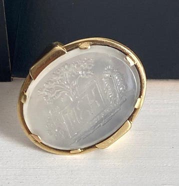 Zegelring - 14 karaat Geel goud, chalcedoon Chalcedoon -