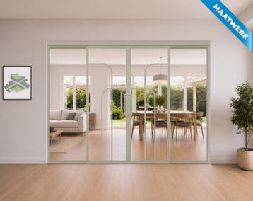 Dubbele stalen Schuifdeuren met koofsysteem en glaspanelen K, Doe-het-zelf en Bouw, Nieuw, Metaal, Inclusief glas