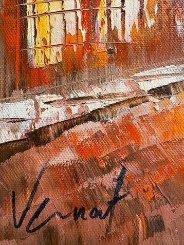 Vernat ( 1969 - ) - Café parisien au crépuscule