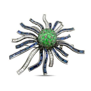 Broche - 18 carats Broche exclusive en or blanc 18 carats, Handtassen en Accessoires, Antieke sieraden