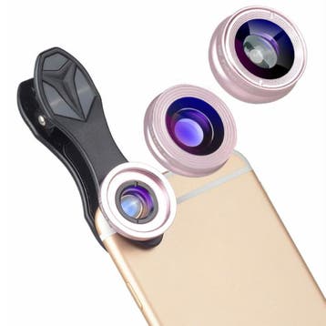 3 in 1 Camera Lens Clip voor Smartphones Roze - Fisheye/Wide, Verzenden, Nieuw