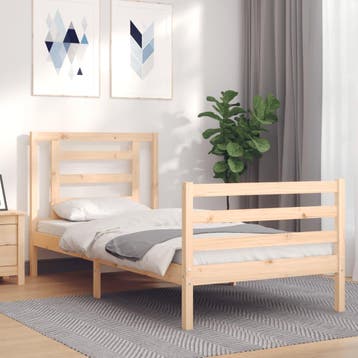vidaXL Bedframe met hoofdbord massief hout, Verzenden, Nieuw