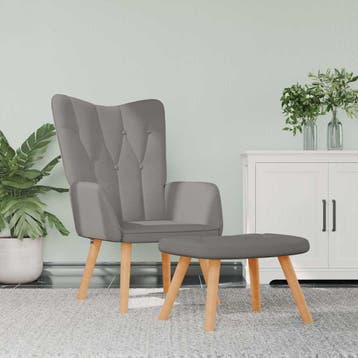 vidaXL Relaxstoel met voetenbank stof taupe, Verzenden