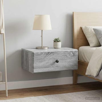 vidaXL Muurbevestigde Nachttafel 2 st Grijs sonoma 49 x 34,5, Verzenden