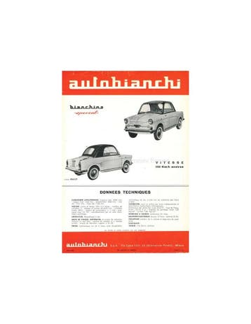 1960 AUTOBIANCHI BIANCHINA SPECIAL LEAFLET FRANS, Ophalen of Verzenden