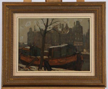 Marie Henri Mackenzie (1878-1961) - Schip in de gracht van