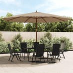 vidaXL Parasol met houten paal 400x273 cm taupe, Verzenden