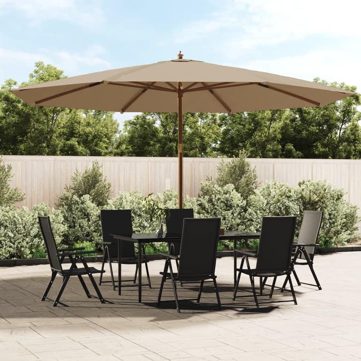 vidaXL Parasol met houten paal 400x273 cm taupe, Jardin & Terrasse, Parasols, Envoi