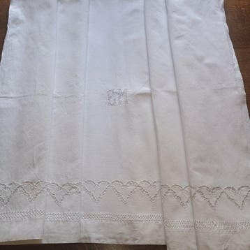 Drap de lit - 315 cm - 201 cm - Drap en lin, Antiquités & Art