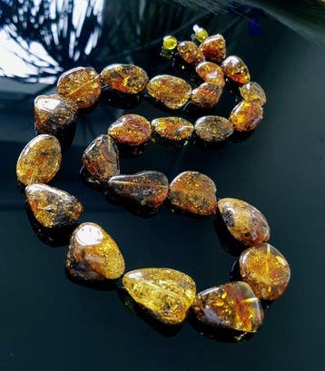 Amber Barnsteenketting - Vintage Echt Groene