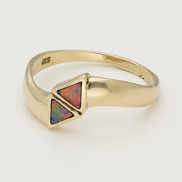 Ring - 14 karaat Geel goud - Opaal, Handtassen en Accessoires, Ringen, Nieuw