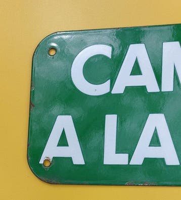 Emaillebord vintage camping op de boerderij - Emaille plaat