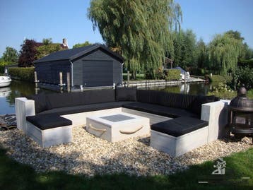 Steigerhouten Hoekbank loungeset steigerhout hoekzetel bank, Verzenden, Loungeset